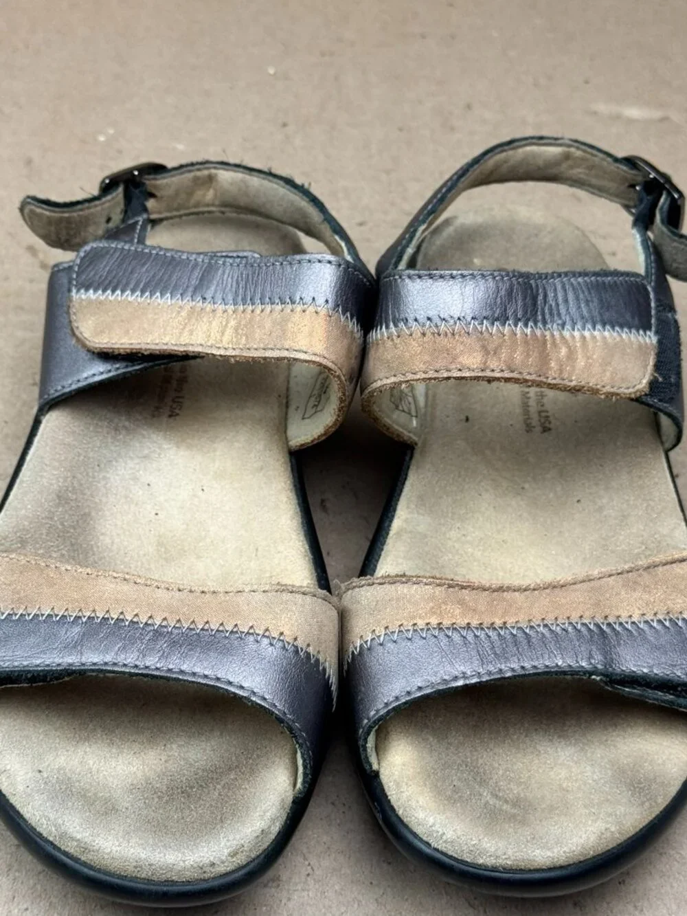 SAS Women's Metallic Gray Leather Comfort Sandals Size US 6 W